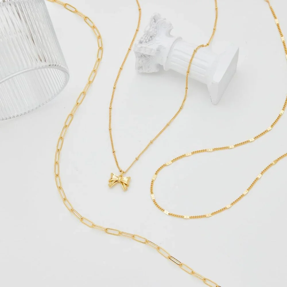 Women's Gold Plated Trendy Circle Paperclip Pendant Choker Cross Bow Necklaces